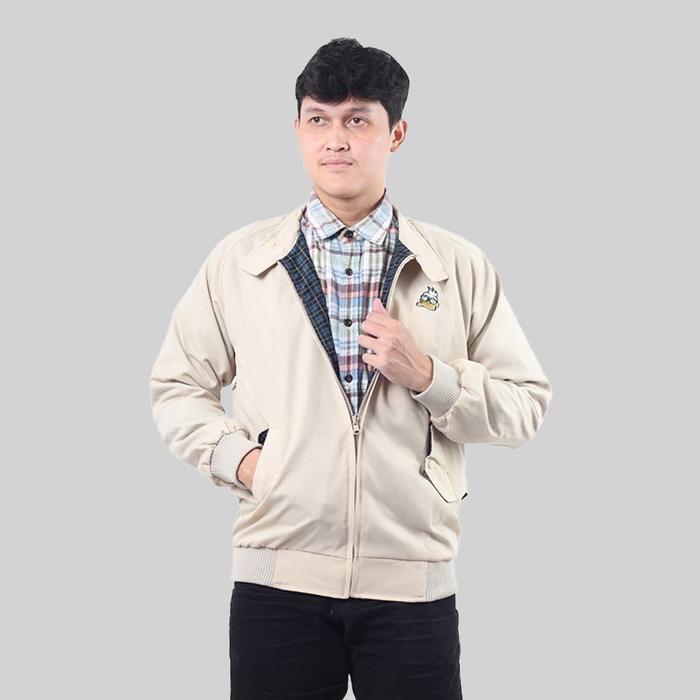 Harrington Jacket Casual Cream - Jaket Harrington Jumbo Vintage Casual Pria