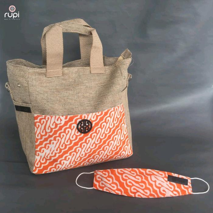 Tote Bag Tas Rajut - Sendiko Sling Bag Batik Mix Goni Set Masker By Rupi