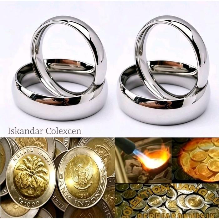 KOIN ASLI cincin polos silver koin 1991-1992 perhiasan wanita dewasa anti karat ASLI LOGAM KOIN