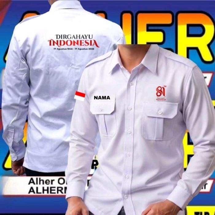 kemeja Bordir dirgahayu RI baju bordir dirgahayu RI seragam bordir dirgahayu RI kemeja kemerdekaan b
