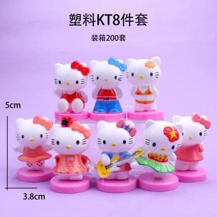 {BG} PAJANGAN KUE ULANG TAHUN HELLO KITTY SET 8 / MINIATUR TOPPER HELLO KITTY / HIASAN KUE ULANG TAH