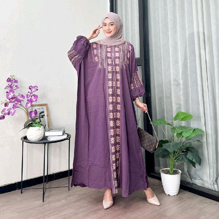 Kaftan Tifani Rayon Premium Dress Wanita Jumbo LD 170 - Gamis Kaftan Motif Tifani