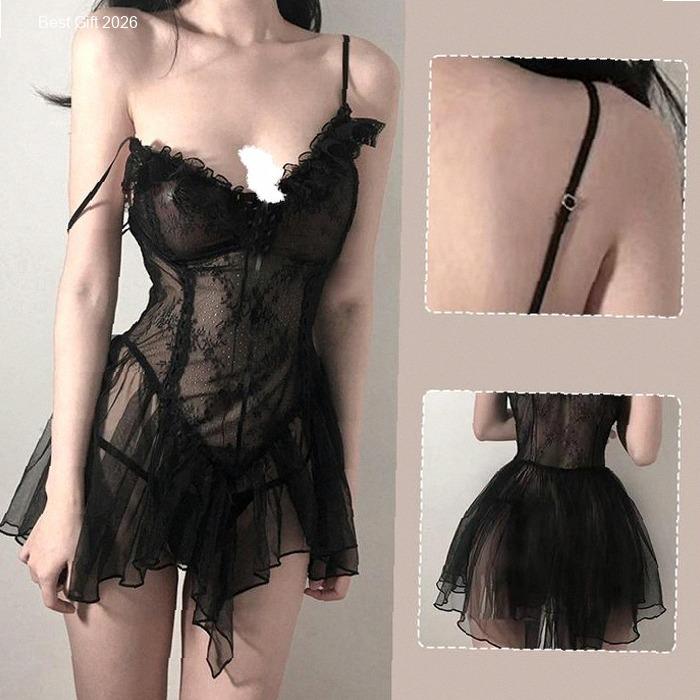 New Arrival NyalaCinta Gaun Tidur Renda Wanita Sling Tipis Bahu Terbuka Desain Elegan Sexy | best se