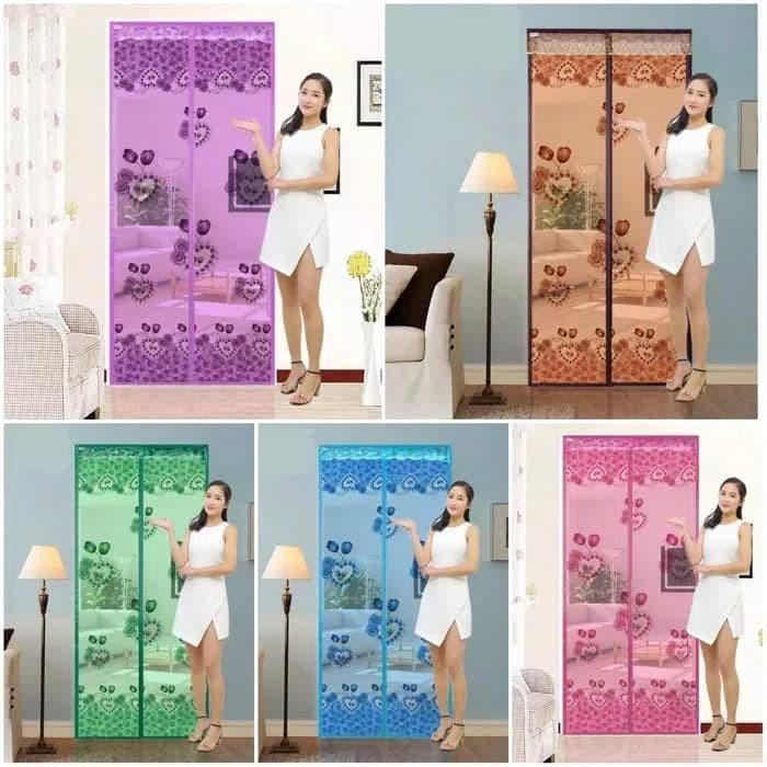 Tirai Pintu Kamar Anti Nyamuk Lalat Magnet Penuh Premium Perekat