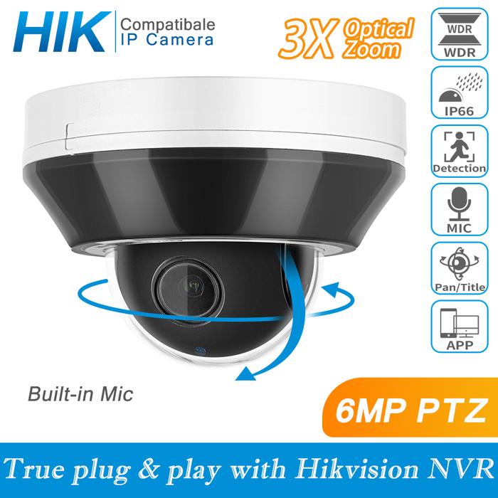 Hikvision Compatible 6MP POE PTZ IP Dome Camera Outdoor One-Way Audio