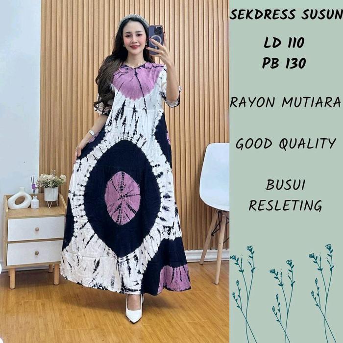 sekdress jumbo susun rayon mutiara/dress rumahan/bahan rayon ori/jumbo size