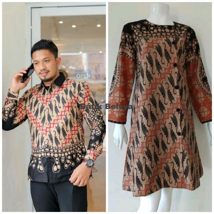 Set pakaian couple batik Najiha / batik solo full furing / batik sragen / batik sarimbit / batik cou