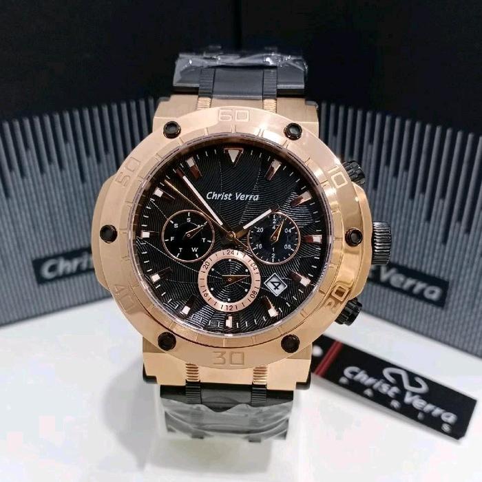 JAM TANGAN PRIA CHRIST VERRA CV 52283G-18 BLK ORIGINAL
