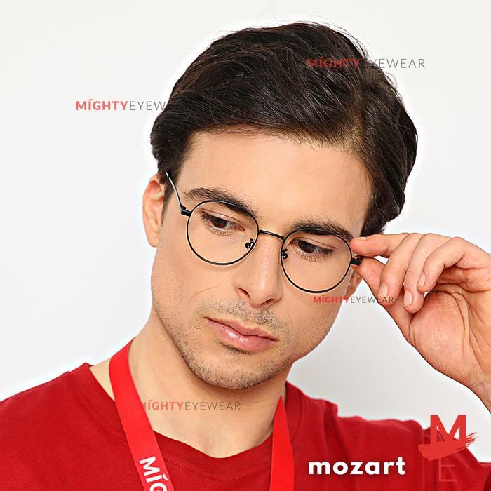 Ready- Kacamata Photochromic Antiradiasi - Mozart Bulat Kecil Besi Hitam Pria -Gratisongkir