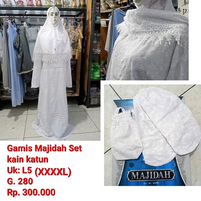 gamis majidah - gamis Ahas bj - gamis putih sutra  wanita