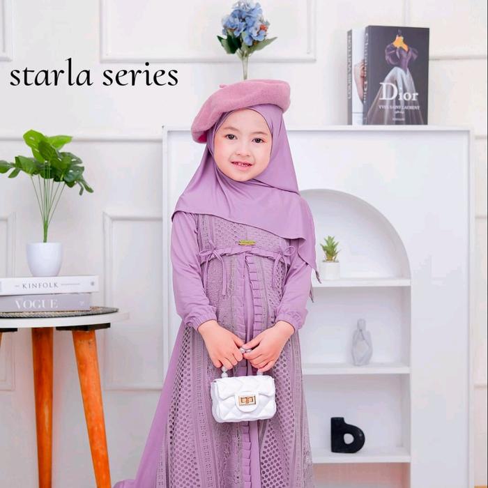 STARLA KIDS SYARI SET PLUS KHIMAR/GAMIS ANAK MODEL ZAMAN SEKARANG/BAJU MUSLIM ANAK KEKINIAN+GAMIS AN