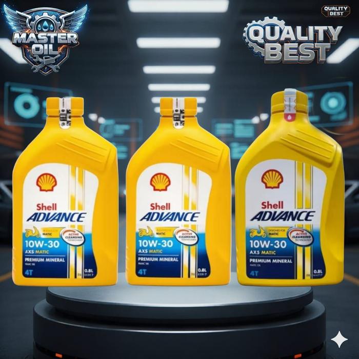 Paket 3 Botol Oli Shell Ax5 Matic 0,8l SAE 10W 30 - Perlindungan Mesin Maksimal
