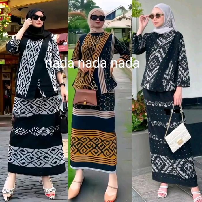 One Set Alluna Setelan Pakean Wanita Kantor Dress Kondangan Pasangan Baju Lebaran Atasan Dewasa Sari