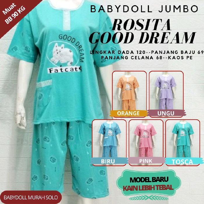 ( Grosir Isi 3Pcs Bbd 3/4 Jumbo Kitty Meow )Setelan Celana Pendek Babydoll Baju Tidur Wanita Dewasa 