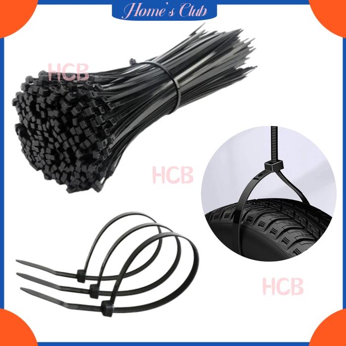 HCB Kabel Ties Hitam 100Mm 200Mm 300Mm / Cable Tis Hitam / Reusable Cable Ties / Kabel Nilon Dasi / 