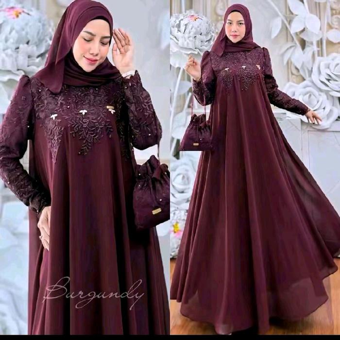 Gamis Evalia  set hijab original aldisa Dress-nya Syari Ceruti