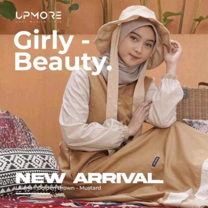 UPMORE GAMIS MUTIF LILIANA GB - BAJU MUTIF PREMIUM dengan Bahan Strippe Cotton Print & Cotton Simpho