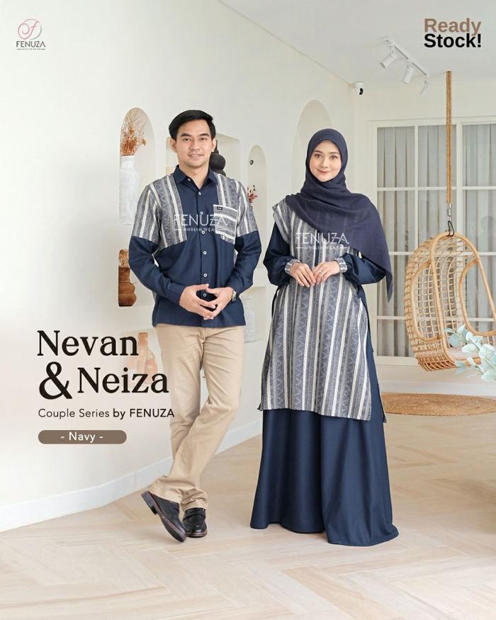 Nevan & Neiza Couple Series by Fenuza Couple Gamis dan Kemeja Terbaru Motif Salur dan Polos