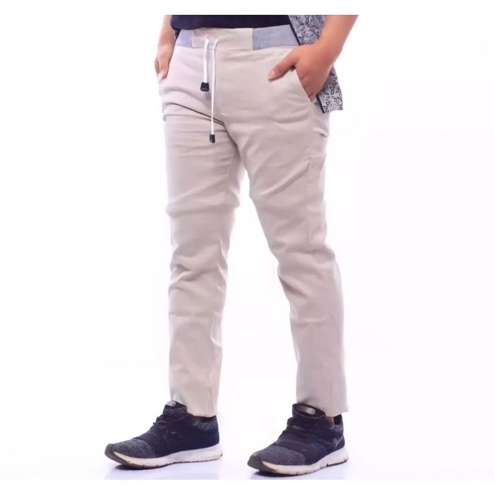 Woca Celana panjang chinos pria pinggang karet premium