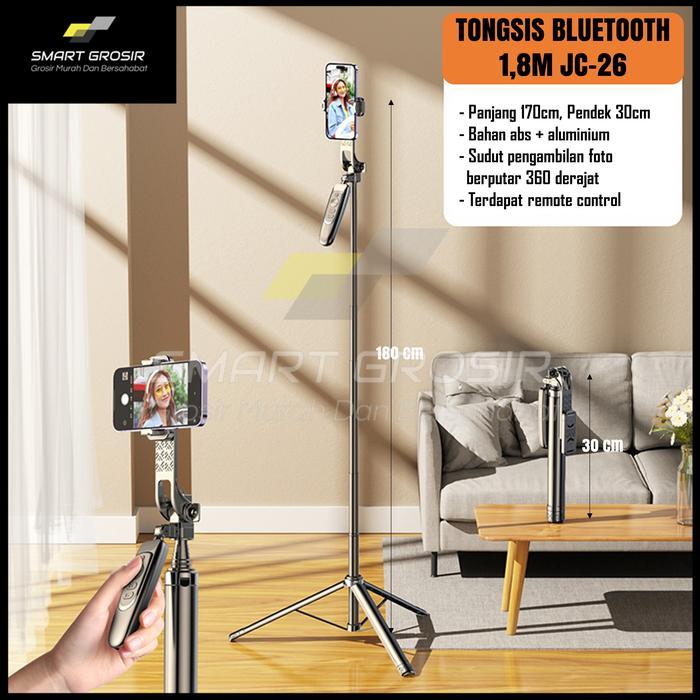 Tongsis Tripod JC26 Stabilizer Hp 180cm 1,8 Meter Bluetooth 3 in 1 Selfie Stick Remote Handphone Kam