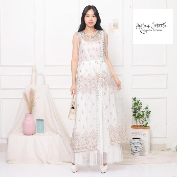 Kaftan Jakarta - Lily Long Vest Brukat Tile Outer Cardigan Outfit Kondangan Simple Elegant