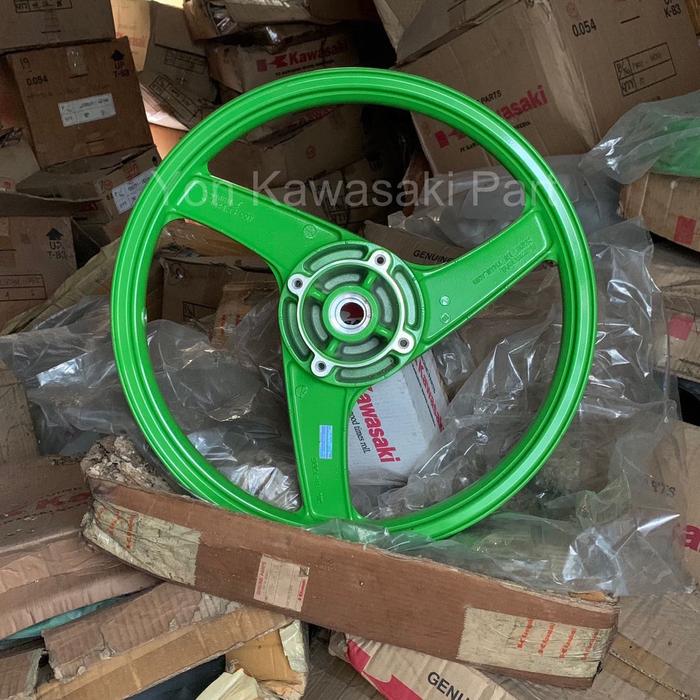 VELG RACING BELAKANG HIJAU 49058-1306-IK 41073-1523-UW WHEEL REAR LIME GREEN KAWASAKI NINJA 150 J R