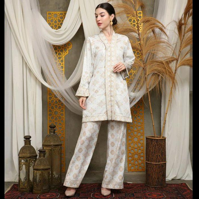 Setelan Ivory - Baju Setelan Putih - One Set Putih - Setcel Wanita - Setelan Premium - Setelan Celan