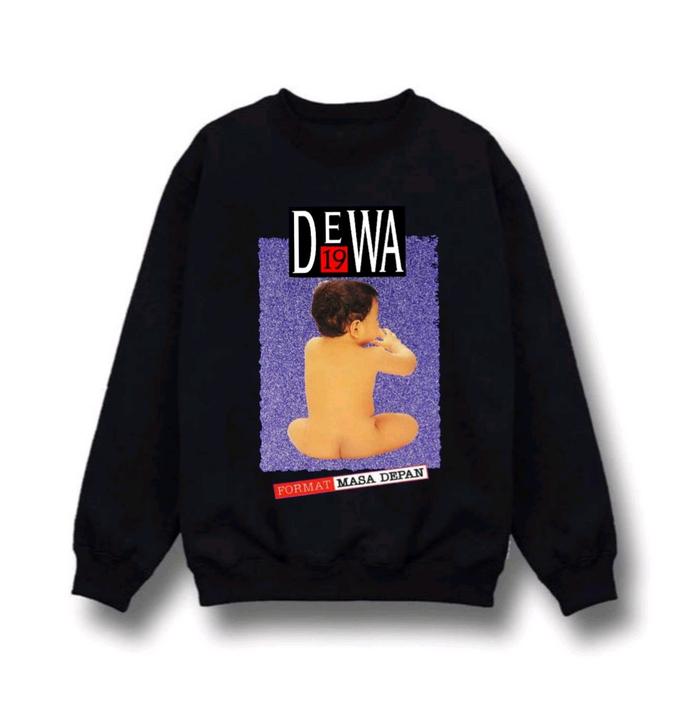crewneck DEWA19 sweater pria wanita distro bandung Unisex Hitam Zipper Keren