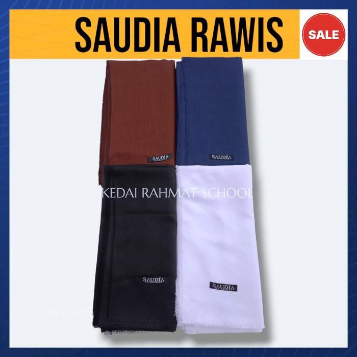Jilbab Hijab Saudia Seragam Sekolah Segi Empat Rawis Hitam Putih Biru Navy Coklat Wanita