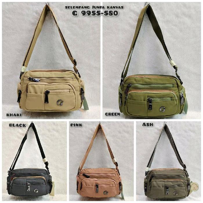 Tas selempang Sling bag wanita junfa kanvas kode G 9955-580 minimalis dan elegnt utusan tas selempan