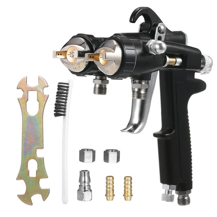 Double 1.4mm Nozzle Dual Heads Two Component Mirror Effect Silver Chrome Air Powered Spray Air Paint