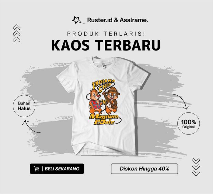 Kaos Distro Indian chip anak-anak Dewasa Pria Wanita Dewasa Katun Combed Hitam Biru Polos Cowok Pend
