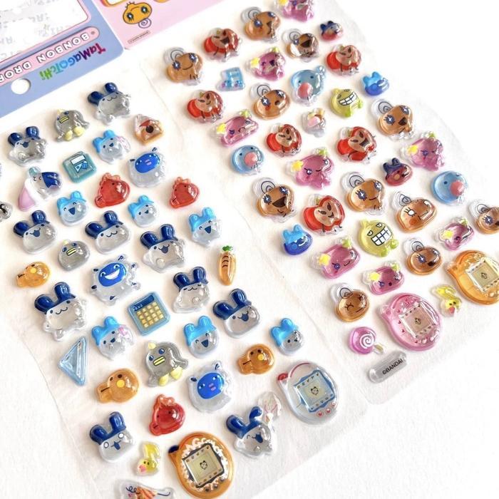 Kawaii Tamagotchi Stickers 3D Relief Cartoon Peripheral Phone Case Camera Transparent Sticker Hand A