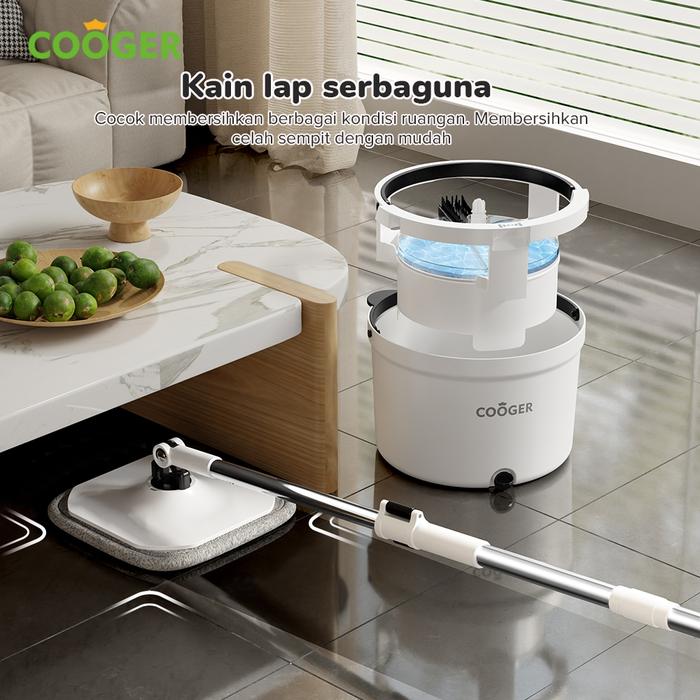 Cooger Alat Pel Lantai Panda 2In1 Single Spin Mop Dapat 2 Kain Refill- Spin Mop Putar 360 Derajat, A