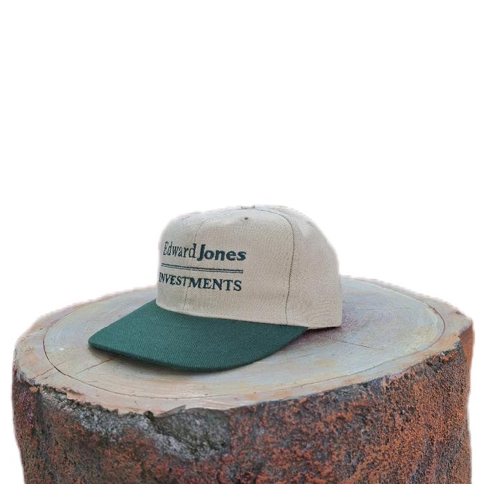 Vintage Edward Jones Investments Snapback Hat Otto Cap Two Tone Khaki Green