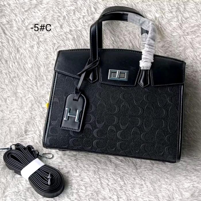 19953 Tas Kantor Stylish Edisi Hitam Bahan Kulit Sintetis Tebal Asli Hongkong Cocok Untuk Kebutuhan 