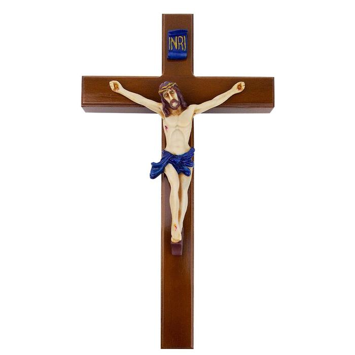 Salib Dinding Kayu Jati Gantung 30 cm Corpus Patung Yesus Inri Fiberglass Istimewa
