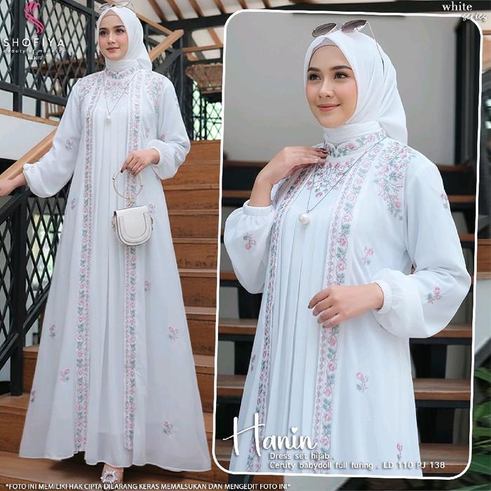 Hanin Dress Set Hijab By Shofiya / Ceruty Babydoll Full Furing