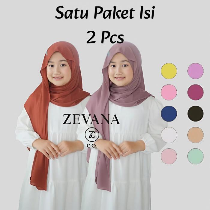 ZEVANA PAKET HEMAT 2 PCS Pashmina Inner Anak TK SD Hijab Instan Lucu Jilbab Anak Kerudung Muslim Sek