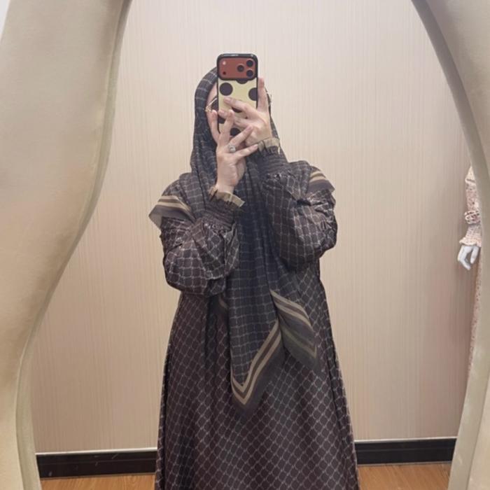 [PO] Nk 76 - gamis set Monogram Nk + Hijab Voal