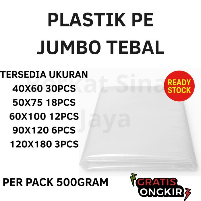 Plastik PE Besar Tebal – Ukuran 40x60 50x75 60x100 90x120 120x180cm