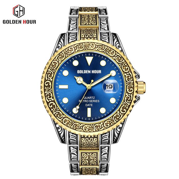 (EXCLUSIVE) JAM TANGAN ANALOG PRIA GOLDEN HOUR GH-132 TAHAN AIR LIMITED EDITION Gaya RETRO Classic O