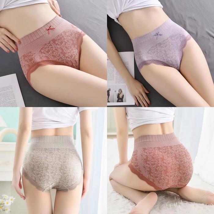 Celana Dalam Wanita Korset Pita Batik Slimming Pants CD Sutra Cewek Cantik Motif Busa C-136 Model - 