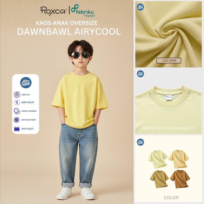 ROXCA | Oversized Tshirt Yellow Series | Kaos Oversize Anak Dawnbawl Airism Baju Breeze Anti UV