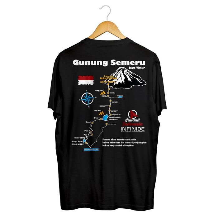 Infinide T-Shirt Original JALUR PENDAKIAN GUNUNG SEMERU Kaos Distro Limited Edition Cotton Combed 24