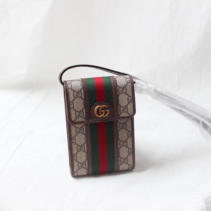GUCCI GG SUPREME OPHIDIA MINI PHONE BAG