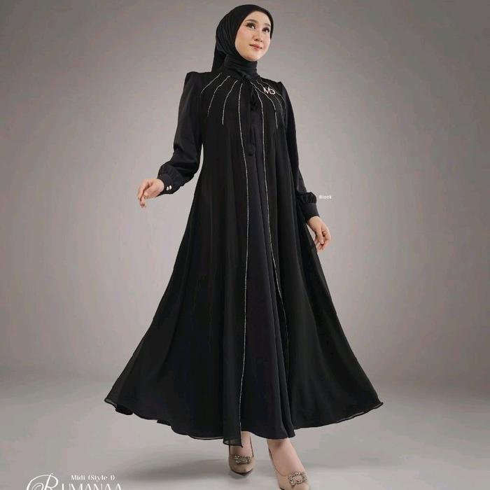 Rumanaa Midi Dress Style 1 ORI by Nadheera Luxury - Gamis Mewah Marry Silk Premium X Babydoll Prem