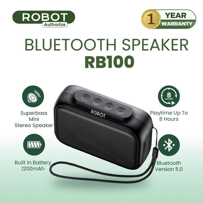 ROBOT RB100 Speaker Bluetooth 5.0 TWS Hi-Fi Sound Wireless Super Bass Mini Stereo - Garansi 1 Tahun