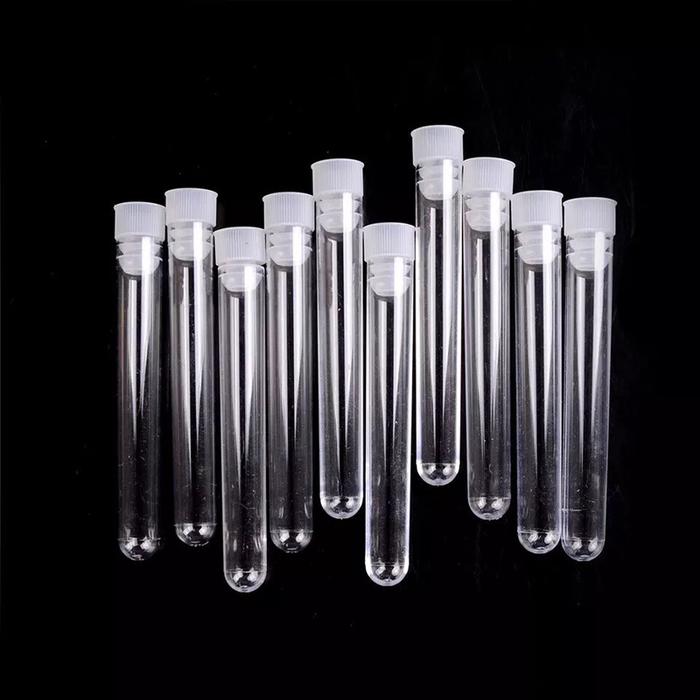 50 Pcs Clear Plastic Test Tube With Cap 12x100mm U-shaped Bottom