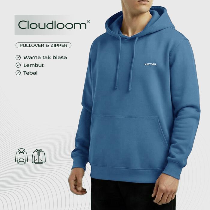 Kattoen - Cloudloom Jacket Jumper Hoodie Polos Aegean Blue - Biru Laut Tua 280 Gsm